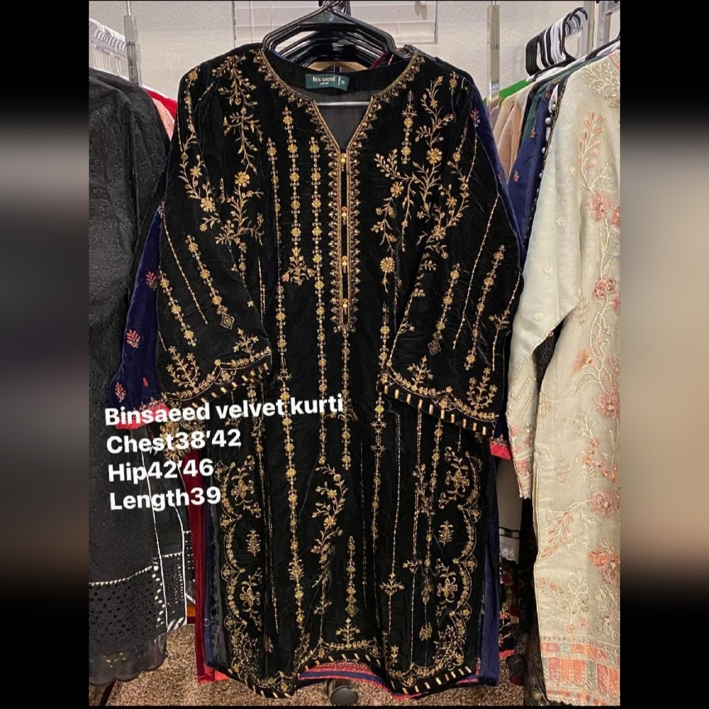 Embroidery Velvet Kurti - Small